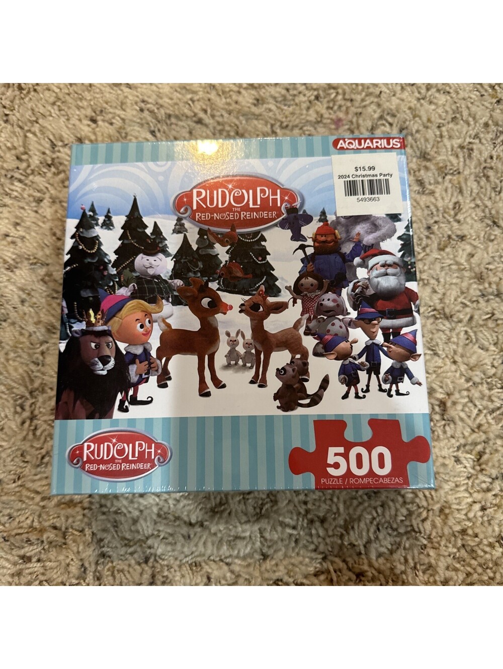 NEW Aquarius 500 Piece Jigsaw Puzzle Rudolph Red Nose Reindeer - Sealed *SEE*